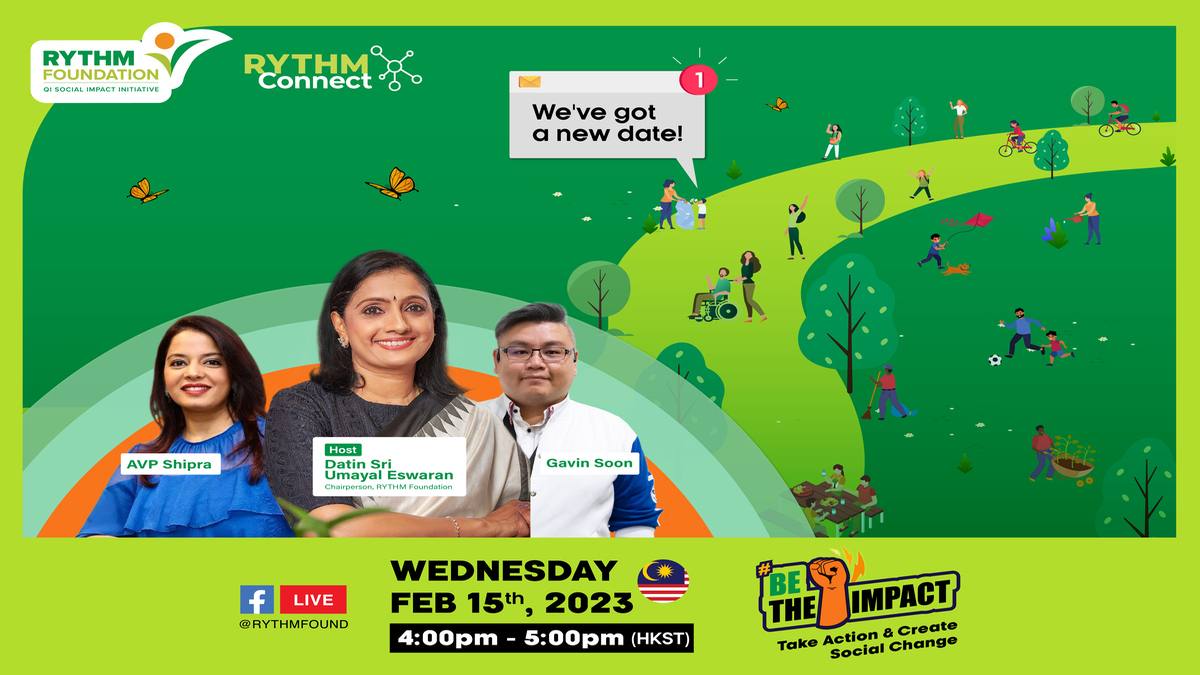 Poster of RYTHM Connect on ‘Be the Impact: Take Action and Create Social Change.’