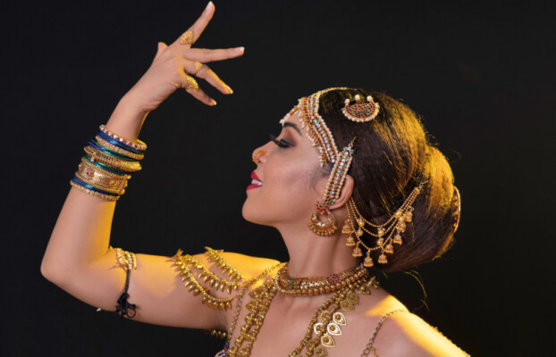 Indian classical dancer in an elegant pose